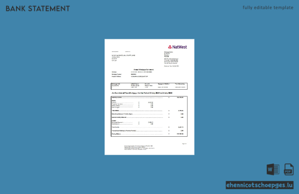 Beispiel eines Adressnachweises der NatWest Bank (Vereinigtes Königreich) – Vorschau